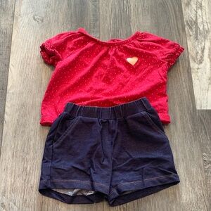 Pekkle Red Polka Dot Top and Navy Shorts Set